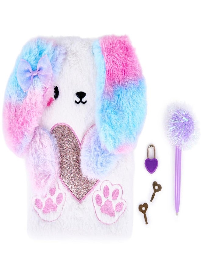 VOTUM Purple Puppy Secret Diary Set - Bound Journal with Fluffy Pen, Lock & Key - Cute Furry Notebook for Girls, Kids, and Creative Writing - Image 1
